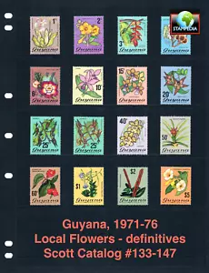 at $20.70 Scott Value - 1971 GUYANA Flowers definitives South Amer. MNH NH UMM - Picture 1 of 4