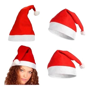Sombrero de Papá Noel de Navidad mullido suave rojo gorra de Navidad fiesta disfraz AU Stock - Imagen 1 de 4