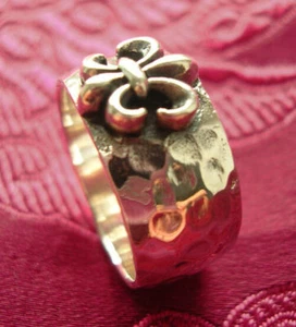 Massiccio! 925er Anello IN Argento Cavaliere Giglio Fleur De Lis Massonico,Anche - Imagen 1 de 3
