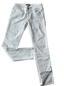 White House Black Market Size 2 Skimmer White Stretch Jeans Ankle Zip 28X27 - Picture 1 of 10
