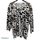 Susan Graver Women's Size L Tiger Print Cardigan Sweater