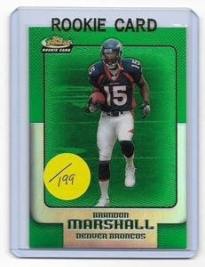 Tarjeta de novato Brandon Marshall 2006 Topps Finest Emerald verde paralelo #121/199 - Imagen 1 de 1