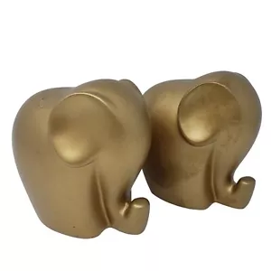 Gold Modern Elefant Dekor Statue 4 Zoll Rüssel zusammengerollt Hobby Lobby 2er Set klein - Bild 1 von 11