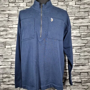 Us Polo Assn 3xl Womens Jumper 20 Blue 1/4 Zip Pony Logo Pullover Sweater - Picture 1 of 9