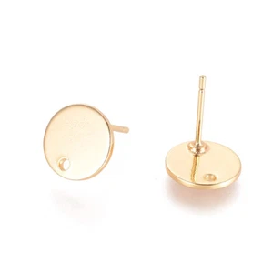 10 piezas Pendientes de latón Hallazgos Planos Redondos 10 mm con Placa Plana Enchapada en Oro 18K - Imagen 1 de 3