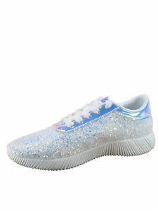 NEW Women's Flat Glitter Lace Up Light Weight Fashion Sneaker  Shoes