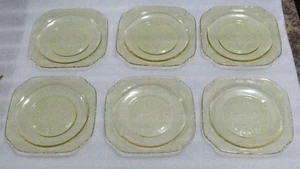 Vintage Federal Madrid Yellow Bread & Butter Depression Glass Plates 6" lot of 6 - Picture 1 of 4