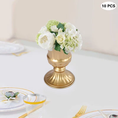 10Pcs Gold Flower Stand Flower Vases Table Centerpiece Wedding Decor 16cm - Image 1 of 4