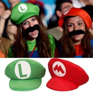 Super Mario Bros Luigi Foam Hat Cap and Moustaches Fancy Dress Costume Party UK - Picture 1 of 13