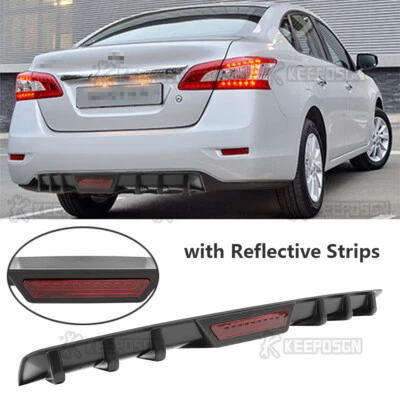 Matte Black Shark Fins Rear Diffuser Bumper Spoiler Lip For Nissan Sentra Sedan — 第 1/4 张图片