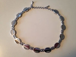VINTAGE MONET SIGNED STAINLESS STEEL NECKLACE 17" LONG - Picture 1 of 3