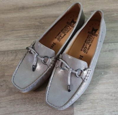 MEPHISTO Cool Air Loafers METALLIC GENUINE leather Slip-on Shoes Size Size 8 - Image 1 of 4