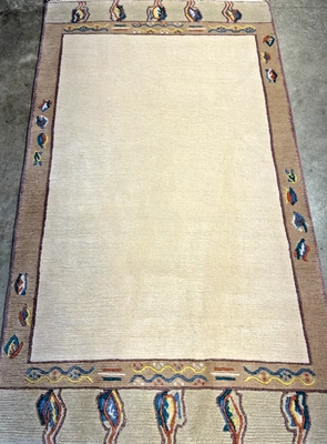 Alfombra moderna nepalí de lana anudada a mano de 3'x5'3" - Alfombra beige 3x5 Foto 1 de 4