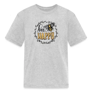 Bee Happy Funny Bee Slogan Kid's T-Shirt - Picture 1 of 10