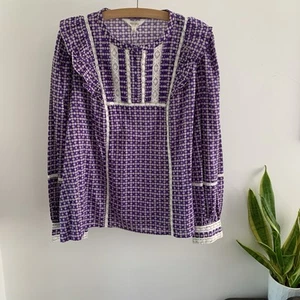 Per Una M&S 20 Blouse Cotton Purple Peasant Broderie Boho Blouse Plus Violet - Picture 1 of 11