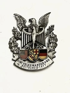 Distintivo Volkswanderung 4° Internazionale Reitscheid 1977 Germania Stemma Vintage - Foto 1 di 8