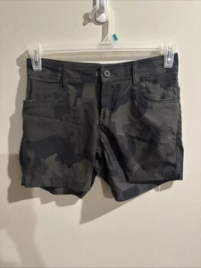 Prana Camo Charcoal Gray Halle Shorts 5" Inseam Casual Outdoor Womens Size 2 - Picture 1 of 9