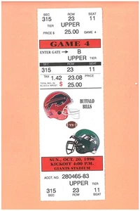 Thurman Thomas passes O. J. rush yards 1996 ticket Buffalo Bills @ NP York Jets - Picture 1 of 2