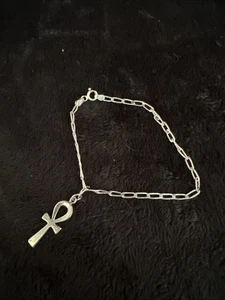 Pulsera vintage Az Italia 925 con cruz de plata de ley - Imagen 1 de 7