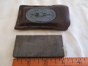 Vintage Norton Abrasives Pike Sportsman Knife Sharpening Stone & Leather Case - Picture 1 of 11