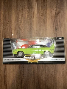 VINTAGE ERTL AMERICAN MUSCLE 70 PLYMOUTH SUPERBIRD GREEN BLACK Vinyl ROOF - Picture 1 of 10