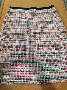 Talbots schwarz rot orange hellblau schimmernder Tweed Bleistiftrock 10P schön! - Bild 1 von 8