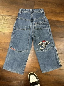 Vintage JNCO Scorpion Jeans Kids Youth Size 8 Baggy Skater Wide Leg Megabass - Picture 1 of 5