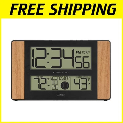 Modern Atomic Digital Clock with Outdoor Temp - Image 1 of 4