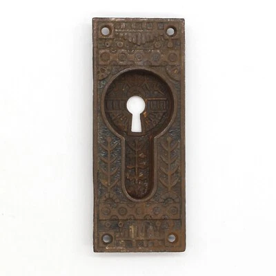 Antiguo 5,25 pulgadas Placa de puerta de bolsillo empotrada estética de hierro fundido Foto 1 de 4