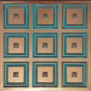 Ceiling Wall Backsplash Tile Glue Up, PVC 20"x20" ROCOCCO Antique Copper Patina - Picture 1 of 3