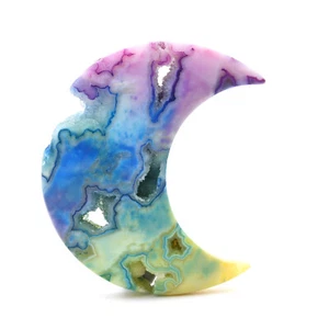 40mm Moon Gemstone Crystal Rainbow Stone (Dyed) Handmade Healing Reiki - Picture 1 of 2