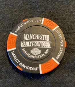 Manchester, New Hampshire Harley Davidson Poker Chip / Schwarz & Orange - Bild 1 von 3