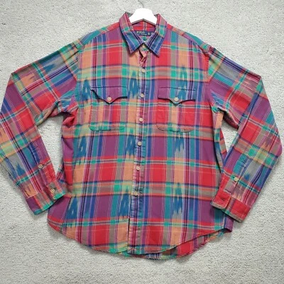 Polo Ralph Lauren Polo Otoño Motivo Indio Camisa Hombres XL Algodón a Cuadros Azteca Foto 1 de 4