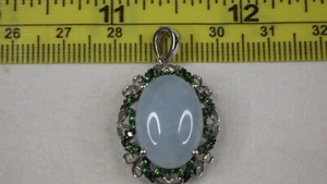 Vintage Sterling Silver 925 Necklace Pendant Beryl Basket Emerald Wreath FP - Picture 1 of 9