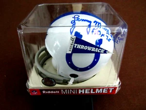 LENNY MOORE # 24 HOF 75 COLTS SIGNED AUTO 2-BAR MINI RIDDELL HELMET JSA BEAUTY - Picture 1 of 6