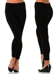 Women's Fleece Lined Warm Thick Seamless FOOTLESS LEGGING ONE SIZE SK BLACK