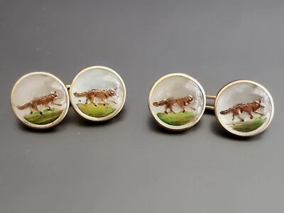 Gemelos de zorro Brant & Son eduardian Essex cristal oro amarillo 14K Foto 1 de 4