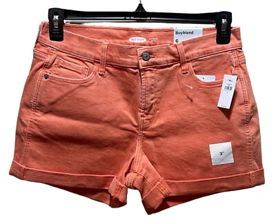 NUEVO CON ETIQUETAS Old Navy 100% algodón mujer talla 6 salmón rosa boyfriend shorts Foto 1 de 3