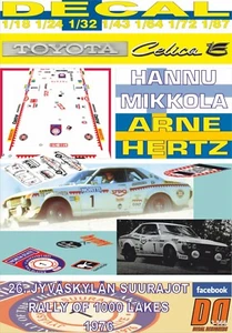 DECAL TOYOTA CELICA 2000 GT H.MIKKOLA 1000 LAKES 1976 3rd (09) - Picture 1 of 1