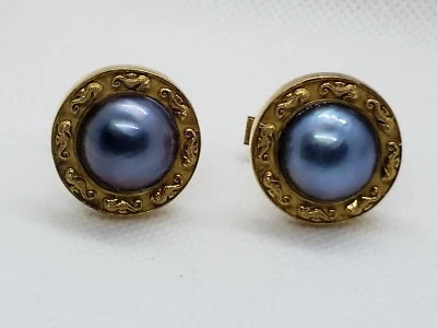 Mabe Pearl Seahorse Cufflinks - 14K gold plated - Custom Designed and Made - Image 1 of 4