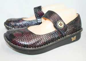 ALEGRIA Paloma Snake Embossed Mary Jane Women Size 11.5-12 Brown Oxblood Multi - Picture 1 of 5