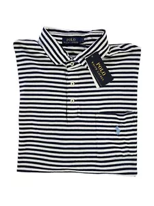 Polo Ralph Lauren Classic Fit Navy/White Striped Polo Shirt Men's Size Large - Picture 1 of 10