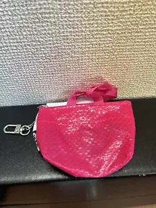 IKEA Knolig Mini Zipper Coin Keychain Bag Tote Key Holder Pink - Picture 1 of 1