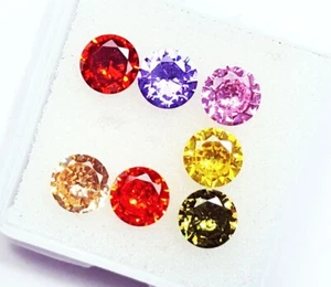 Natural Mix Color Sapphire Round Shape 6X6 MM Loose Gemstone 7 Pcs Lot - Picture 1 of 12