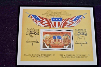 DOMINICA 1982 GEORGE WASHINGTON+FDR M/S S767 MNH - Imagem 1 de 4