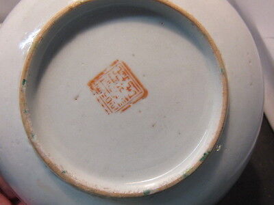 Antique Chinese Bowl Chinese Chop Mark Stamp Hand Painted Flowers • 54.11$