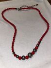 Carolyn Pollack Red And Sterling Silver Native Bead Necklace