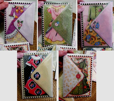 Lot of 5 Blank Greeting CARDS:by MARY ENGELBREIT with Envelopes, Retro Dresses - Image 1 of 4