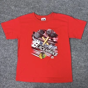 Chicago Blackhawks T-shirt Youth Medium Majestic Red Tomahawk Logo Hockey NHL - Picture 1 of 6