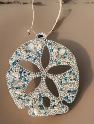Beaded Sand Dollar Christmas Ornament Beach Coastal Nautical Themed Decor - Image 1 of 3